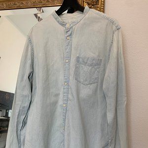 Blue GAP Collarless Buttondown - Large